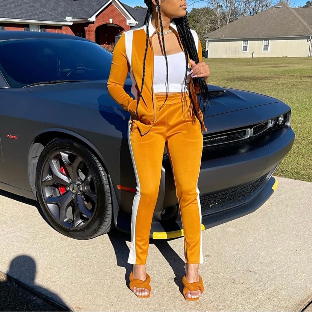 Rust Striped Two Piece Tracksuit